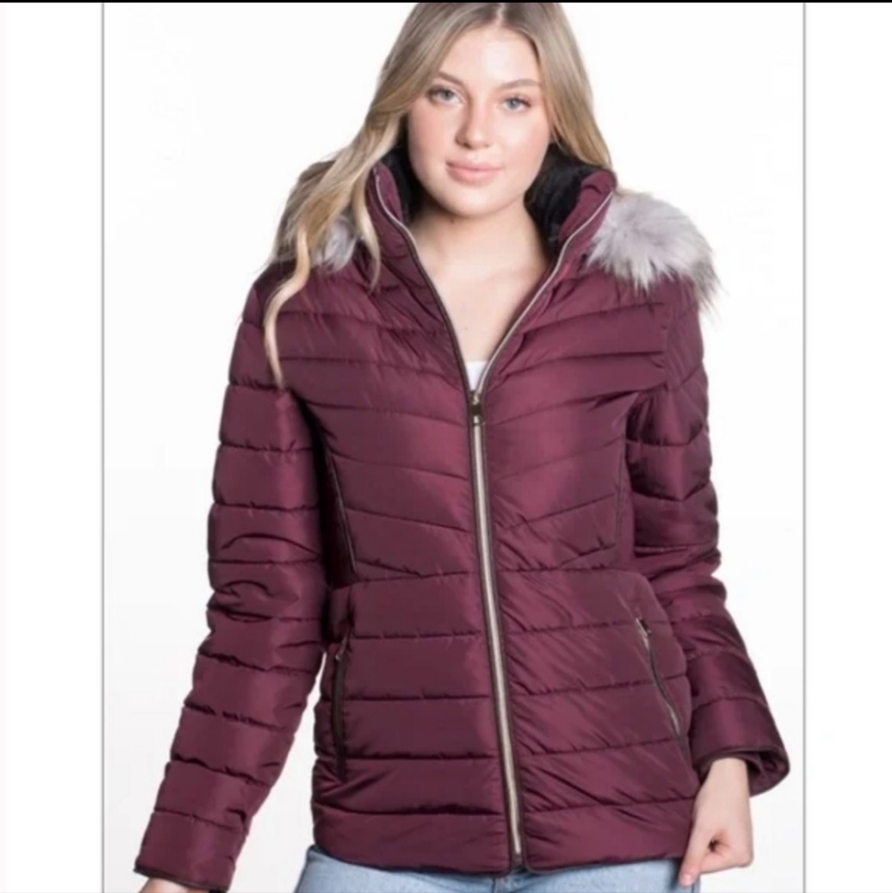 SALE NWT Wine puffer coat